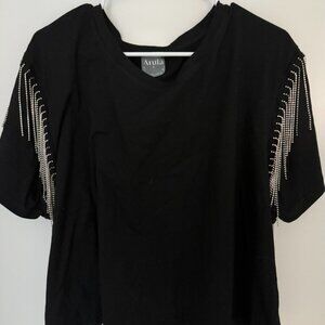 NWOT Arula Rhinestone Shoulder Cropped Tee